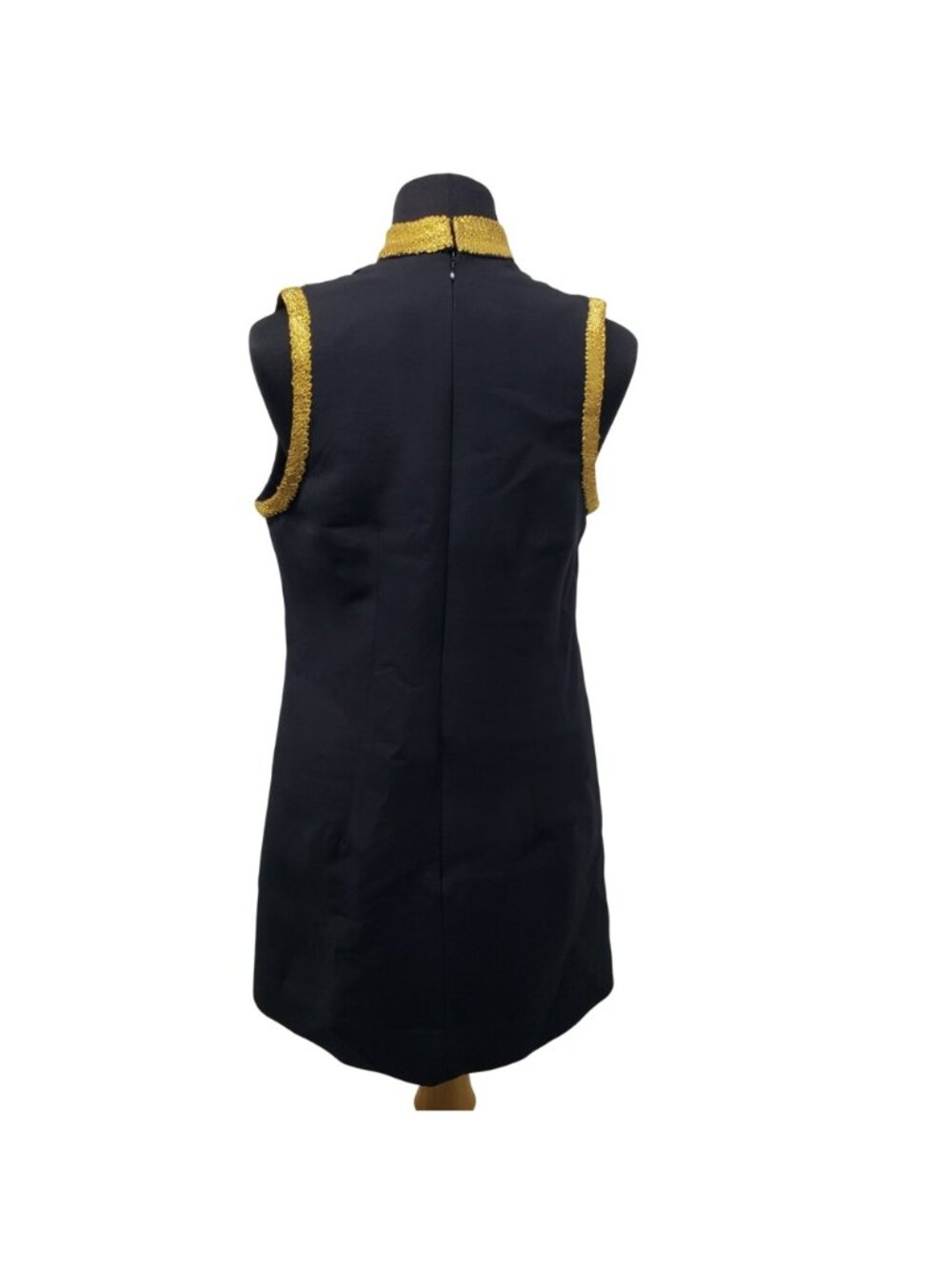 Nili Lotan Delphine Black Gold Embroidered Mini Shift Dress Greek God Odyssey - Picture 4 of 16